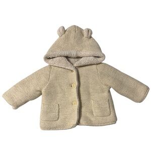 Baby GAP Bear Garter Lined Sweater Cardigan Size 3-6months